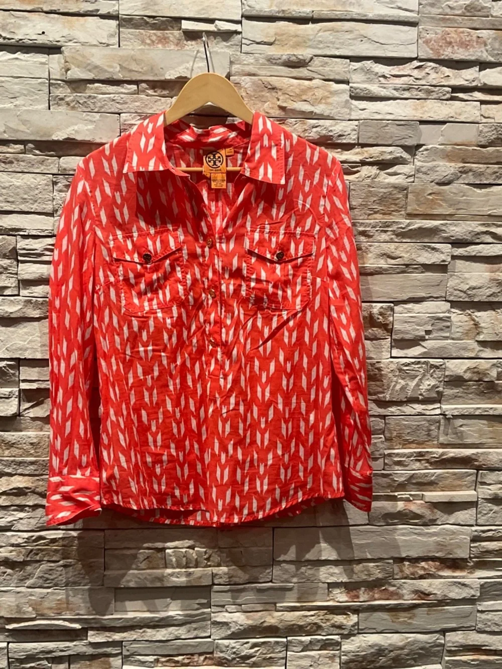 Tory Burch Brigitte Blouse Vibrant Orange Size 12